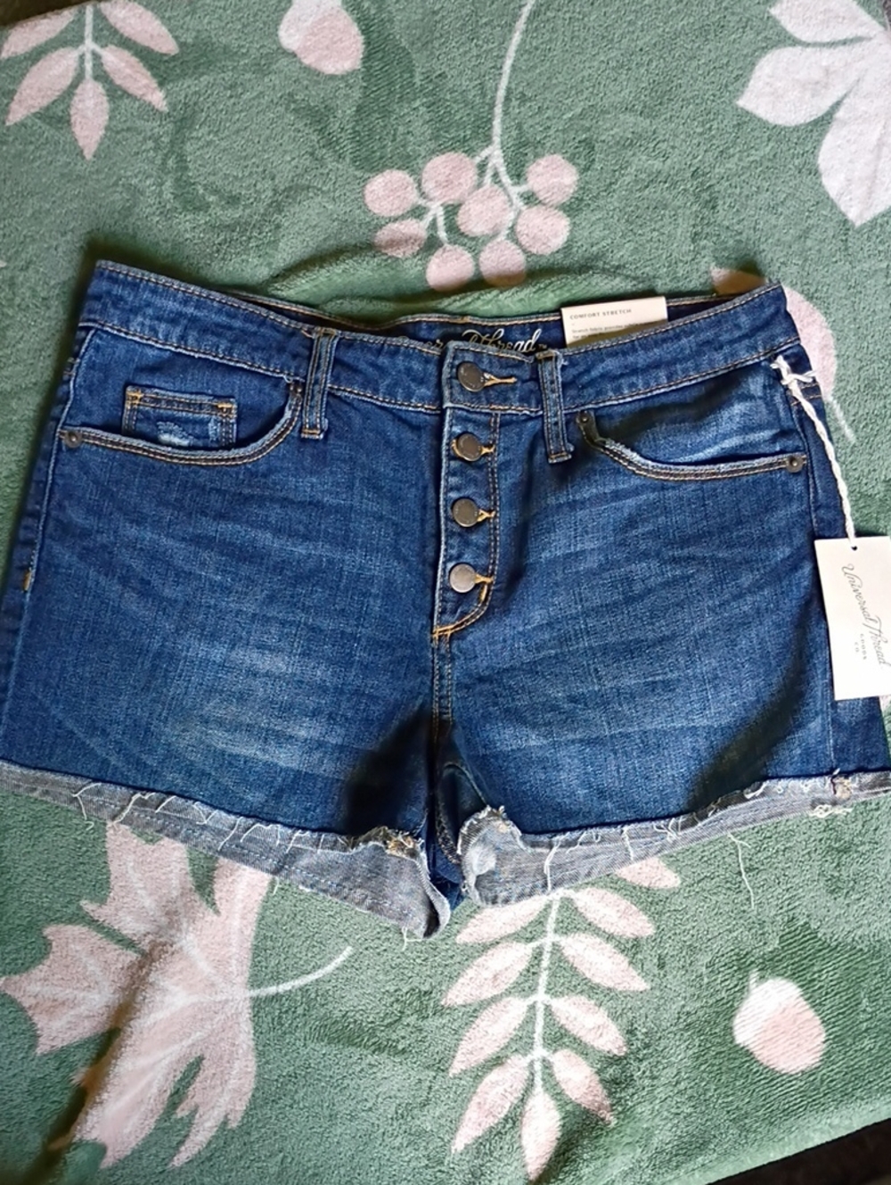 Universal Thread Dark Blue Button-Front Denim Shorts